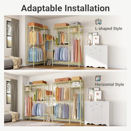 Image of VIPEK V2 Heavy Duty Clothes Rack, Metal Closet Rack Organizer, Gold