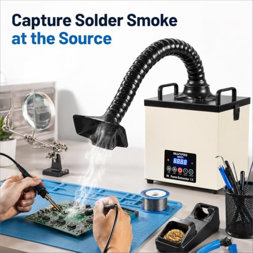 Image of MN01 Solder Fume Extractor, 105W 155 CFM LED Remote Filter Alert | Fume extractor soldering, nail tech and laser cutter smoke, 3-layer filter captures 99.97% particles, LED alert, remote
