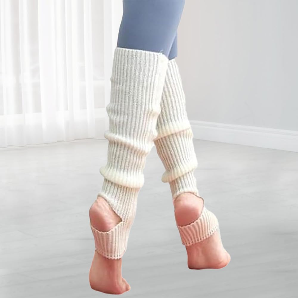 1-Pack White Leg Warmers Soft Stretch Sock Sleeves for Daily Wear Casual Layering