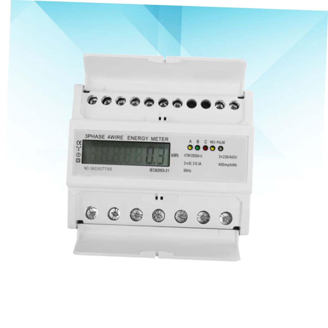 Housoutil 30a Misuratore di Energia Elettrica Trifase Display Lcd Voltmetro e Wattmetro su Rotaia Xtmsa-u per Circuiti