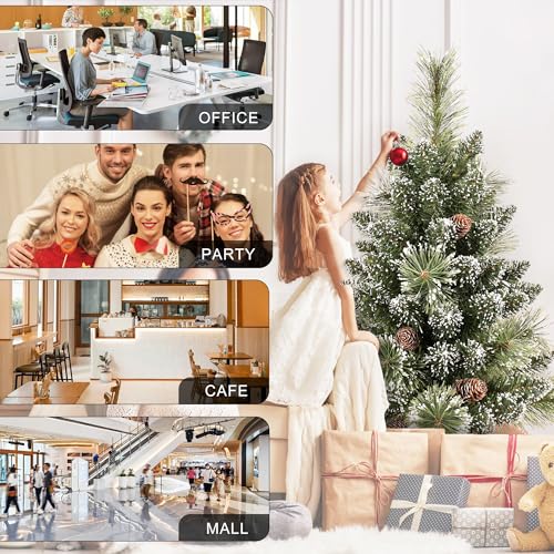 Weiking Mini árvore de Natal de 60 cm, árvore de Natal de mesa, árvore de Natal flocada de neve arti