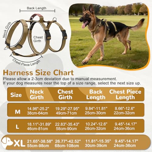 Ledeak Hundegeschirr Ausbruchsicher, Anti Zug Sicherheitsgeschirr Hund, Verstellbare Brustgeschirr mit Gepolstertem Griff, Ausbruchsicheres Geschirr für Hunde Training & Spazieren (Khaki, XL)
