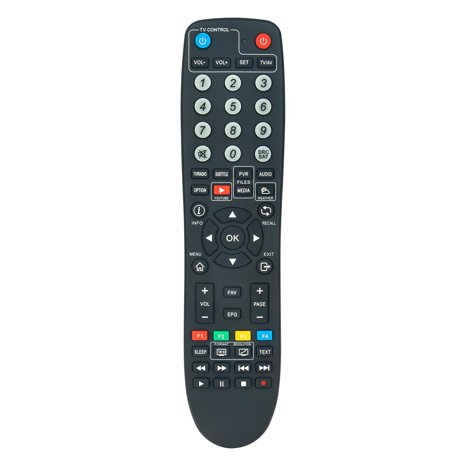VINABTY Replacement Remote Control Suitable for Uclan Digital DVB-S / S2 / T2-MI/MS HDTV Receiver/IPTV/OTT Media Player Sub uClan Premium RCU v2.0 Learning Remote Control Unit