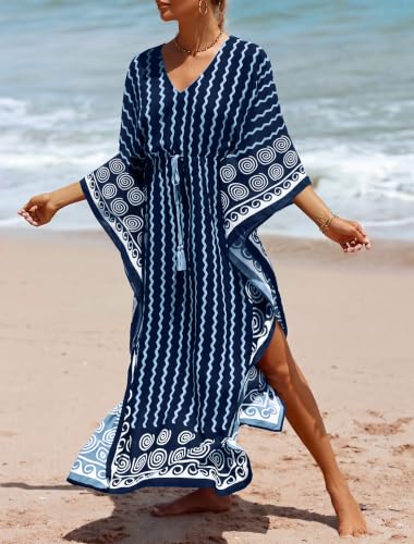 Image of Caftans for Women Beach Kaftan Dresses Swimsuit Cover Up Caftan Dress | Batwing Sleeve; for Seaside, Pool, Vacations, Loungewear