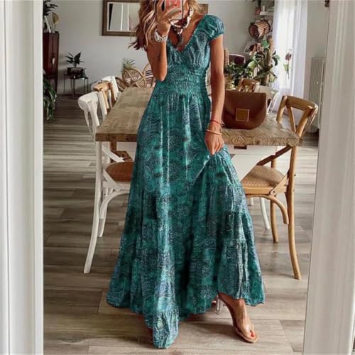 Vestido de primavera y verano para mujer estilo bohemio floral largo 2