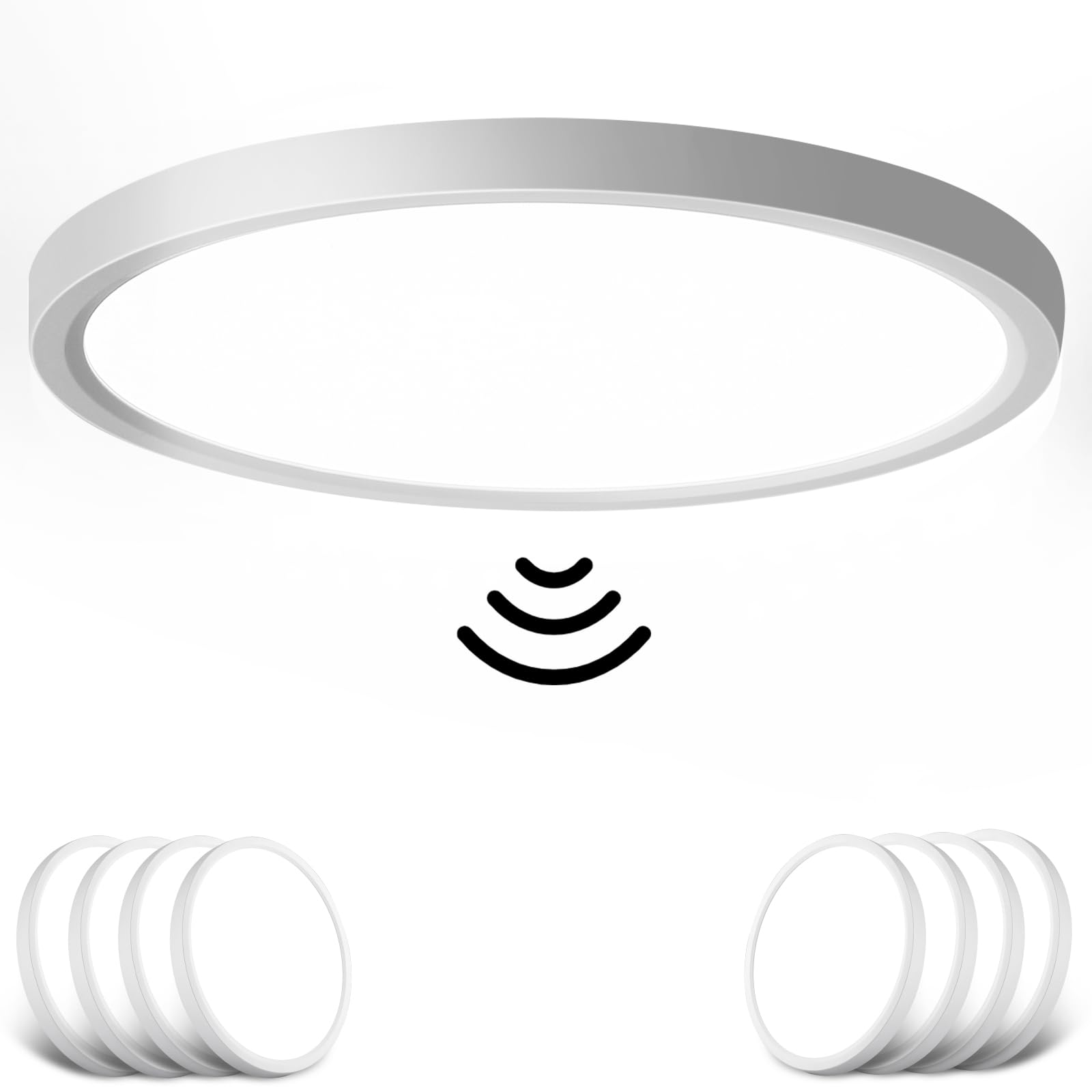 8 Stücke Deckenleuchte mit Bewegungsmelder, 24W LED Deckenlampe mit Radar Bewegungssensor Innen, 4000K Neutralweiß Lampe Deckenleuchte Ultraflach für Flur Treppe Küche Balkon Abstellraum, φ30CM