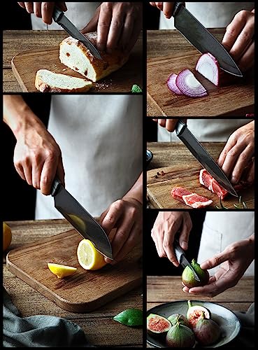 Euna 5 Pcs Kitchen Knife Set, Ultra-Sharp Chef Knives High Carbon Stainless Steel Professional Cooking Knife Set With Ergonomic Handle, Sheaths And Gift Box #TOP5