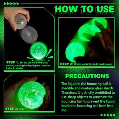 Lewtemi 12 Pcs Halloween Glow in The Dark Balls Glowing Bouncy Balls Bulk - image 3