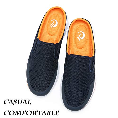 C Celanda Women's Slip-On Mule Sneaker Men's Garden Clog Breathable House Slippers Arch Support Walking Shoes Beach Shoes A Blue Orange, Size: 13 Women / 12 Men #TOP1
