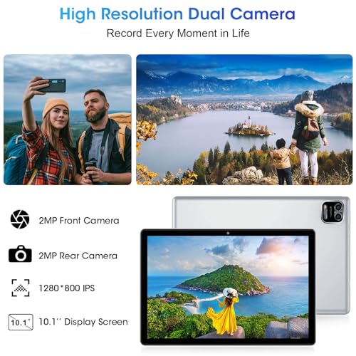Image of WeTap Android Tablet 10 Inch 3GB RAM 64GB ROM Android 12 Tablets Octa-Core Processor 1280x800 IPS Display Tablet with Camera 2+8MP WiFi Bluetooth 6000mAh Battery (Silver)