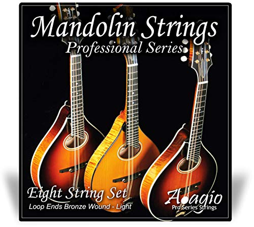 Adagio - Adagio Pro Mandolin String Set - Phosphor Bronze Wound (Standard Light.010 - .034 With Easy Fit Loop End Set) - 29.5" Long Length Strings