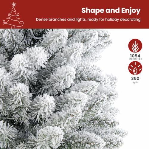 Image of SHareconn 7.5ft Snow Flocked Spruce Pre-lit Artificial Christmas Tree,White