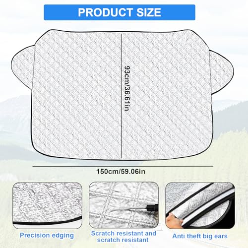 Auto Windschutzscheiben Abdeckung,Sonnenschutz Auto Frontscheibe,Winter Frostabdeckung,Schnee EIS Frost Staub UV, für SUV LKW Auto Groß Oder Klein(150x93cm)