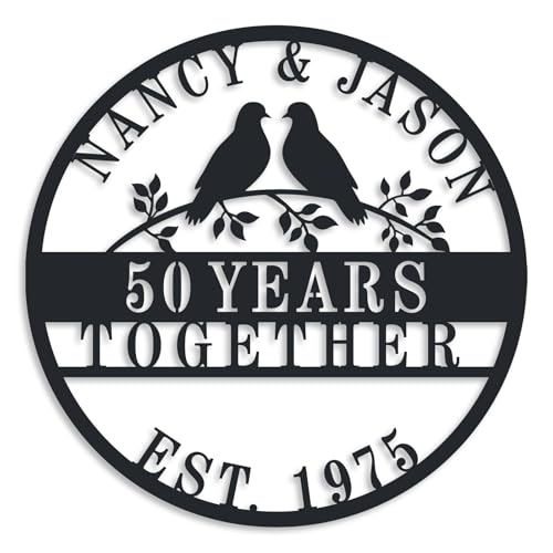 Personalized 50th/60th/40th/30th/25th/10th/5th Anniversary Wedding Gifts for Couple Parent Husband Wife, 1-99 Years Wedding Anniversary Custom Gifts, Custom Metal Name Sign, Personalized Gifts
