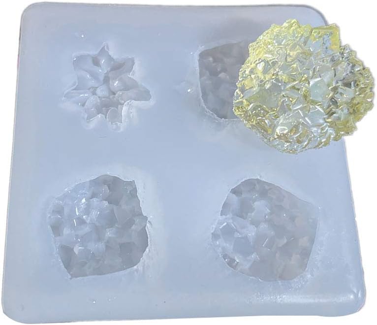 Crystal Cluster Mold Resin Simulation Original Stone UV Epoxy Resin Mold Handmade Decorations Crystal Stone Casting Mold, 5x4.5x1.5cm, as the picture shows
