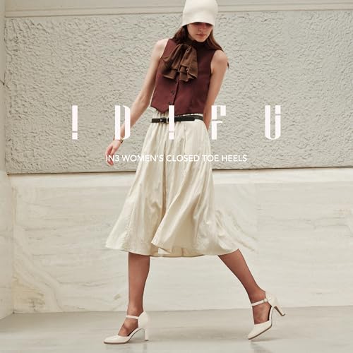 Image of IDIFU IN3 Closed Toe Chunky High Heels Comfortable Dress Shoes for Women