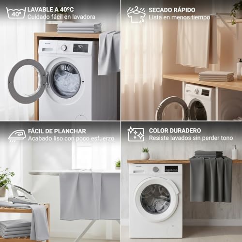 ECOMMERC3 Kissenbezug, 105 cm, 100% Baumwolle, Silbergrau, Weichheit und Frische für einen atmungsaktiven Schlaf, hypoallergen und langlebig