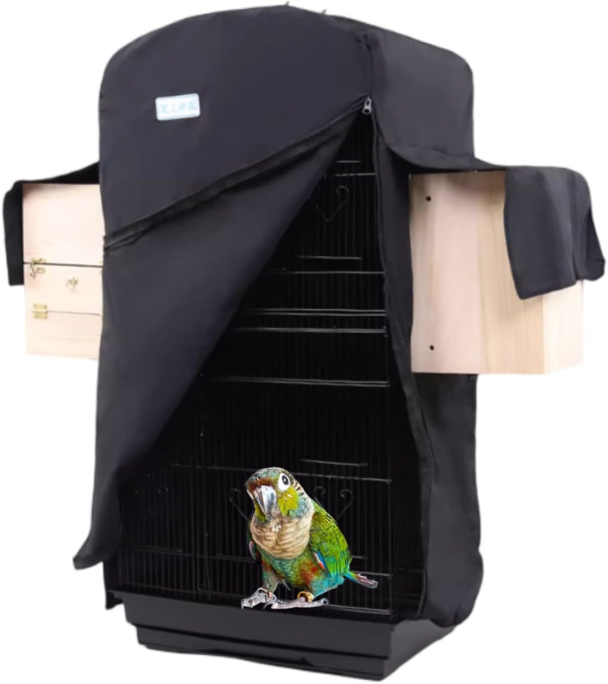 MANON ROSA Bird Cage Cover with Breeding Box Opening - Premium Thickened Protection for Parakeets African Grey Parrots Cockatiels Canaries Finches Lovebirds (Thickened Version-Green)