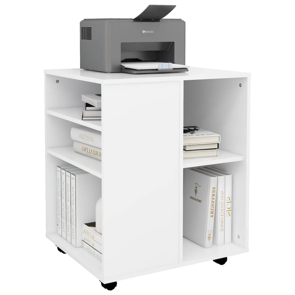Armadio a rotelle, armadietto da ufficio, armadietto autoportante, per aziende, ufficio, scuola, soggiorno, camera da letto, bianco, 60 x 53 x 72 cm