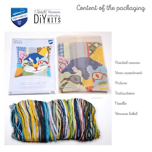 Kit de coussin au point de croix chat moderne pour s'initier facilement à la broderie - 4