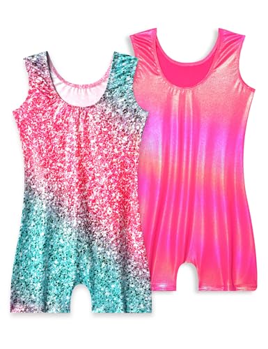 Image of 2 Pack Leotard for Girls Gymnastics Sparkly Sleeveless Unitards