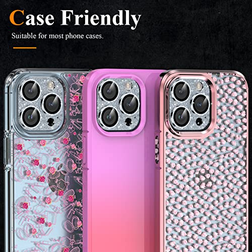 Image of YWXTW for iPhone 13 Pro /iPhone 13 Pro Max Camera Lens Protector, [4TH Gen New Bling Design] Glitter Shiny Diamond Metal Ring Tempered Glass Back Camera Screen Protector Lens Cover