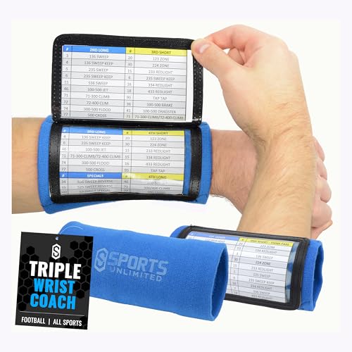 Sports Unlimited Youth Triple Wrist Coach, Football Wristbands for Plays,