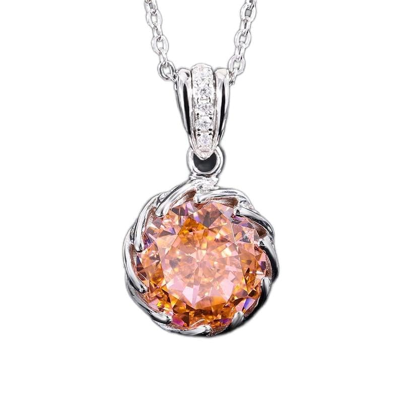 Collier bague diamant carbone orange 12mm argent parure pour soirées chic