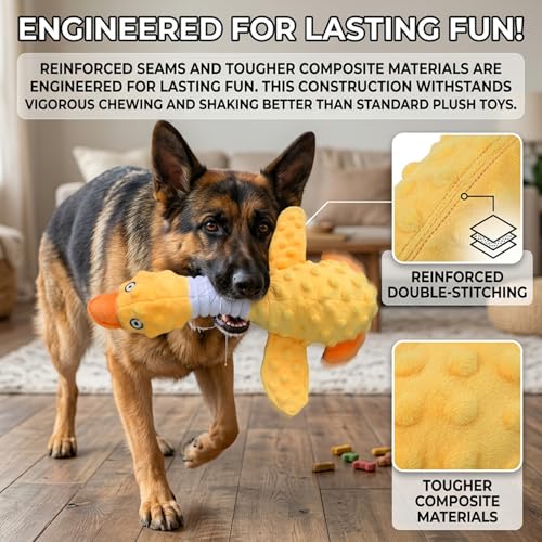 Canard en peluche pour chien résistant et interactif jaune