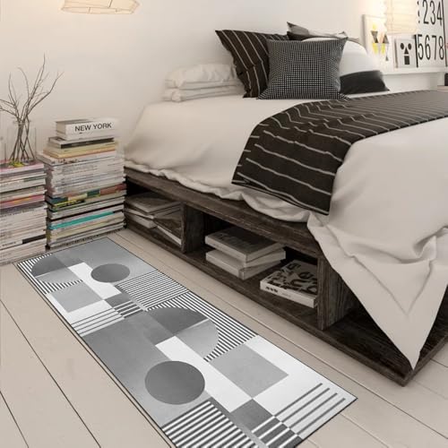 Alfombra de pasillo moderna gris 50 x 220 cm antideslizante lavable para hogar 3