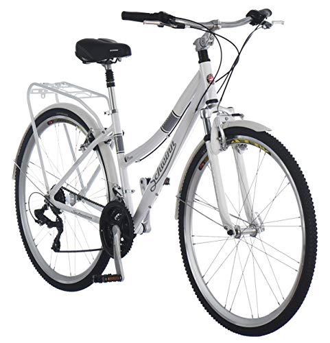 Schwinn Discover Adult Hybrid Bike for Men and Women, 700c Wheels, 21-Speeds, 17-Inch Aluminum Step-Through Frame, Front and Rear Fenders, Rear Cargo Rack, White by Schwinn - Used condition - US$367.18