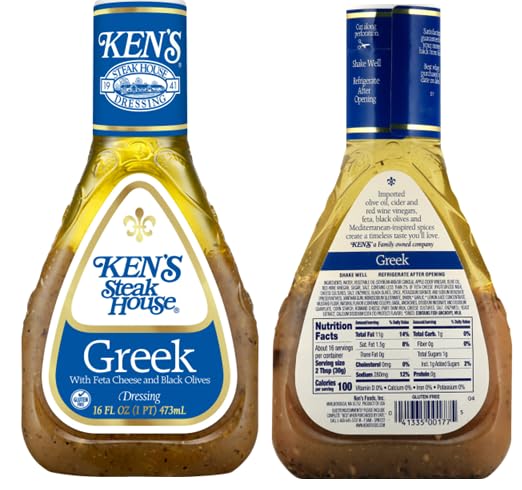 Greek with Feta Cheese and Black Olives Salad Dressing (2 Bottles,16 oz. each)