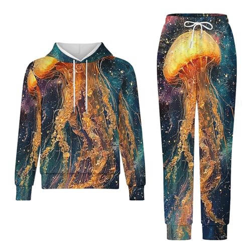 Boys Girls Pullover Hoodie Jogger Pants Kid Outfit Sweatshirt Sweatpants Set, Jellyfish Galaxy Universe4