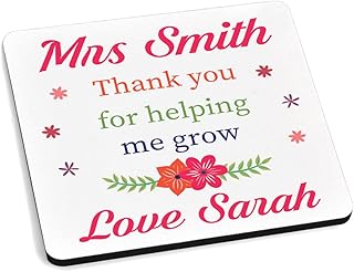 Female Teacher Gifts - Personalised Thank You Gifts for Teacher, Teaching Assistant, Head Teacher - Tea, Coffee, Drinks Coaster Gifts for Her - Thank You For Helping Me Grow Drinks Coaster Present