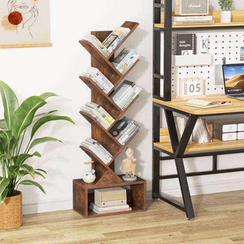 SHEEPAM 9-Tier Tree Bookshelf Floor Standing Narrow Space Storage Bookcase - image 2