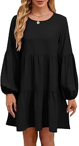 JOCAFIYE Fall Dress for Women 2026 Long Sleeve Tunic Casual Summer Flowy Swing Dresses