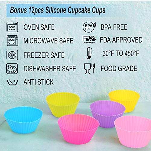 Houzemann 2 In 1 Batter Dispenser With Squeeze Handle,Leakproof Pancake Pourer Batter Pitcher Mixing Baking Tool For Cupcakes,Muffins,Crepes,Cakes,Waffles(Blue) #TOP5