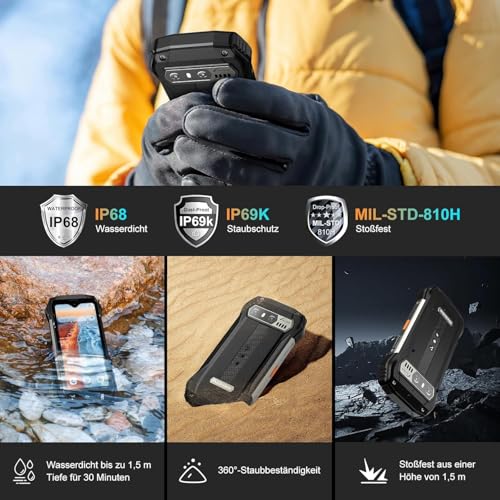 Blackview N6000SE Mini Outdoor Handy Ohne Vertrag, 12GB+128GB 4.3' QHD+ Baustellenhandy Android...