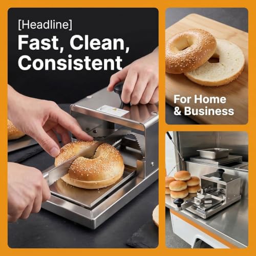 Cortadora de bagels con espesor ajustable de 10 mm en acero inoxidable 7