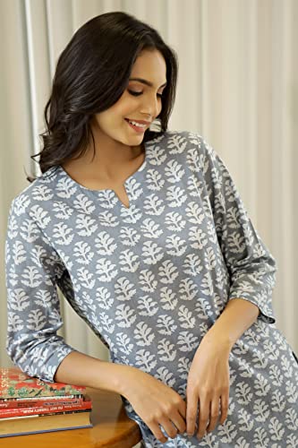 Image of SANSKRUTIHOMES Women's Premium 100% Cotton Printed Co-Ord Set | Short Sleeve Shirt & Pant Set | Pink Checkered Sun & Palm Tree Print | Casual Summer Resortwear, Vacation Wear & Comfortable Loungewear