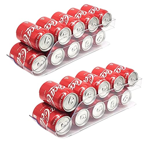 ALEMOK Pack 2 Organizador Nevera y Despensa, Dispensador Frigorifico, Porta latas, Caja almacenamiento Cocina, armario Transparente