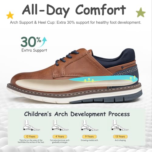 Marcport Boy’s Casual Dress Oxford Shoes – Comfort Formal Uniform Sneaker for School & Daily Wear (Brown06) by Marcport - Used condition - Image 4