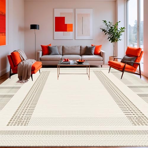 ODIKA Flatwoven High Traffic Area Rug 5x7, Textured Border Featuring