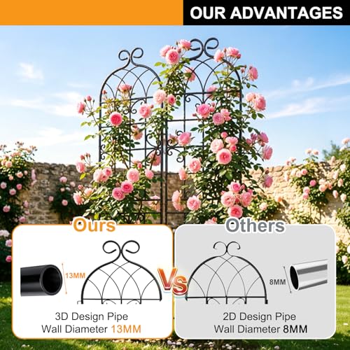 2 Pack 71" x 20" Metal Garden Trellis for Climbing Plants Outdoor, Heavy Duty Plant,Perfect for Climbing Roses, Clematis, Honeysuckle, Cucumbers, Pole Beans, Grape Vines and Flowering & Vines by YOBAZAN - Image 7