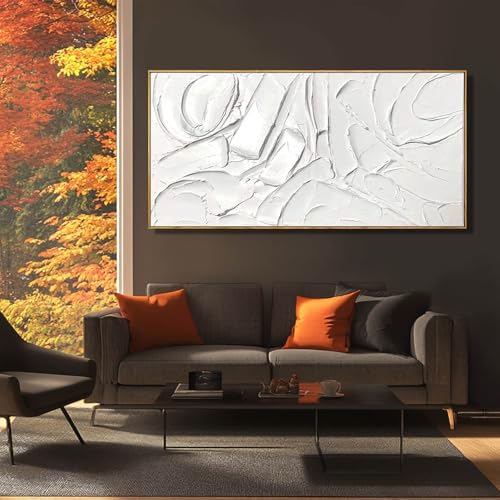 Image of Abstract Oil Painting Artwork Framed Canvas Art Maximalist Decor 24 inchx48 inch Modern Painting Wall Art Kitchen Decorations Wall White Office Decor