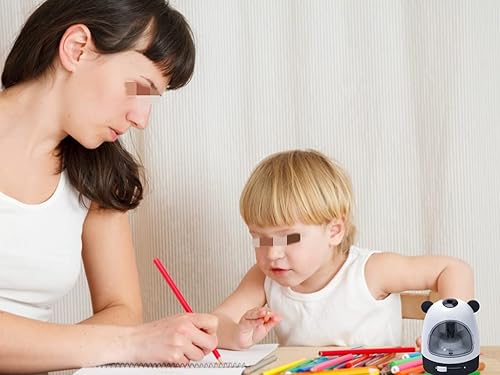 Miniatura 3 de superPIG Bonito sacapuntas eléctrico, sacapuntas de lápiz, forma de bricolaje para lindo panda, alta capacidad, afilado rápido (otra hoja,