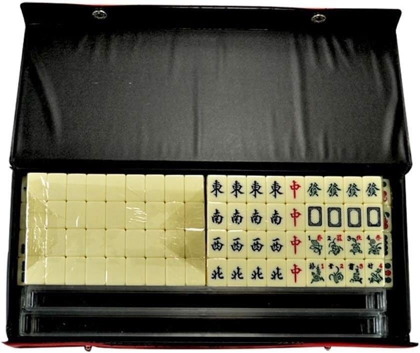 Mah Jong Travel Set Mini Mahjong Chino portátil Lindo Mahjong 144 Azulejos Mahjong Set con Estuche de Almacenamiento