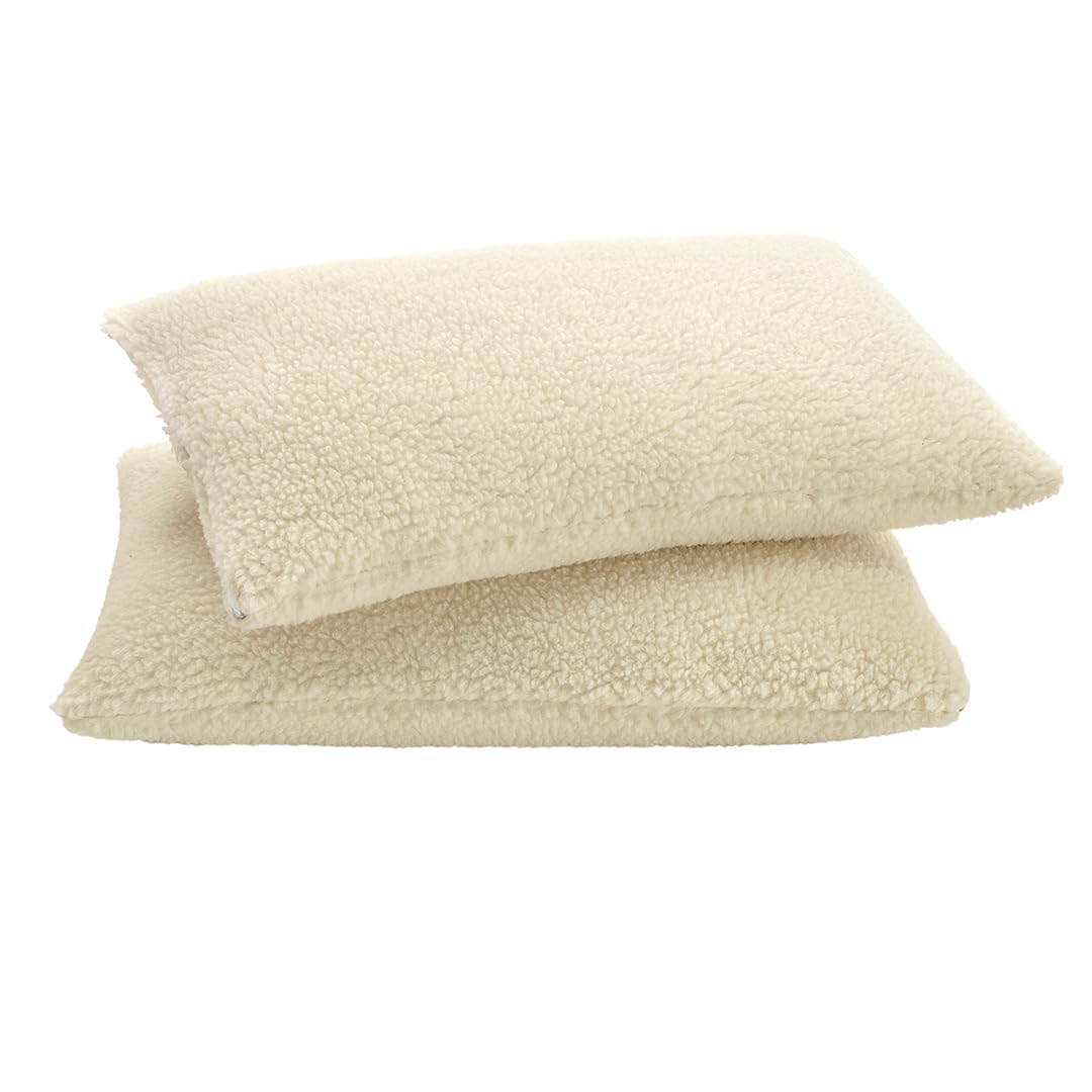 due federe per cuscino 100% lana vergine Merino agnellata, MADE IN ITALY (80x50cm)