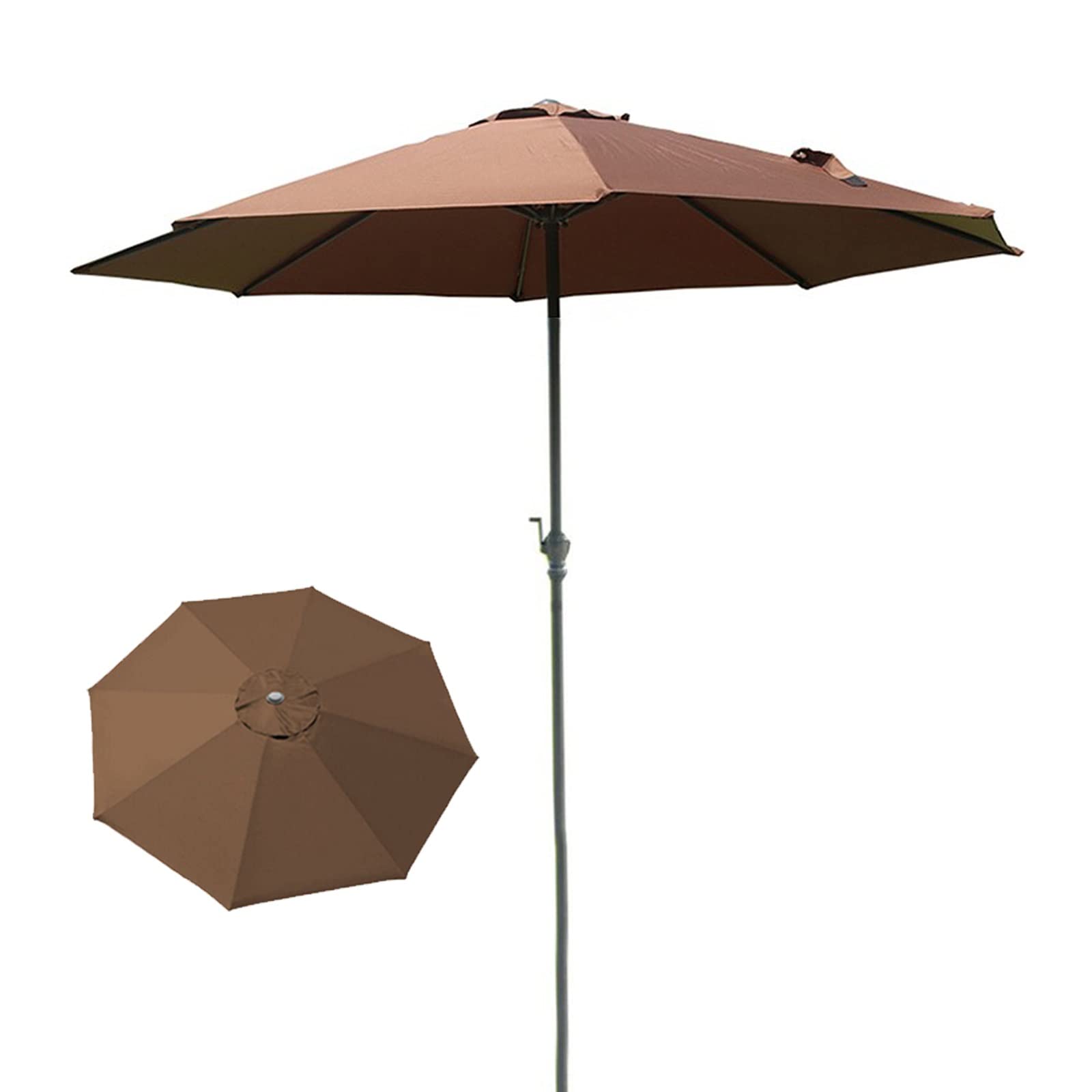 HCZKIUJY Outdoor Garden Parasols Parasols 9' Patio/Garden Umbrella with Crank, Perfect for Outdoor Yard, Beach Commercial Event Market, Camping, Swimming Pool Side (Brown 106inch)