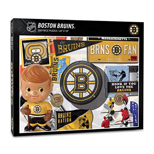Image of YouTheFan NHL Boston Bruins Retro Team Large Puzzle | 500 Pieces, 18 inch X 24 inch Size, Filled With Fun Team Memorabilia, Fun Fan Gift, Original Design, Officially Licensed